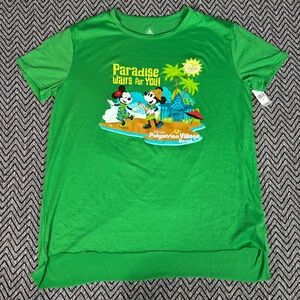 Disney Women’s Raw Hem Green Polynesian Village Resort Tee